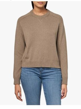 Theory Cropped Crewneck Sweater in Cinder